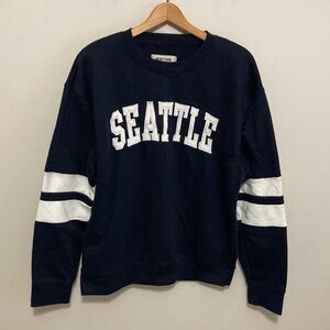 New York Popular Seattle Crewneck Sweatshirt Size XL Navy Blue and White Stripes